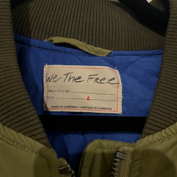 We The Free Green Becca Bomber Jacket Size Large $148 - Picture 5 of 7